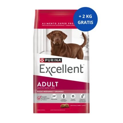 Excellent Perros Adultos Razas Medianas y Grandes x 20 Kg + 2 Kg de Regalo
